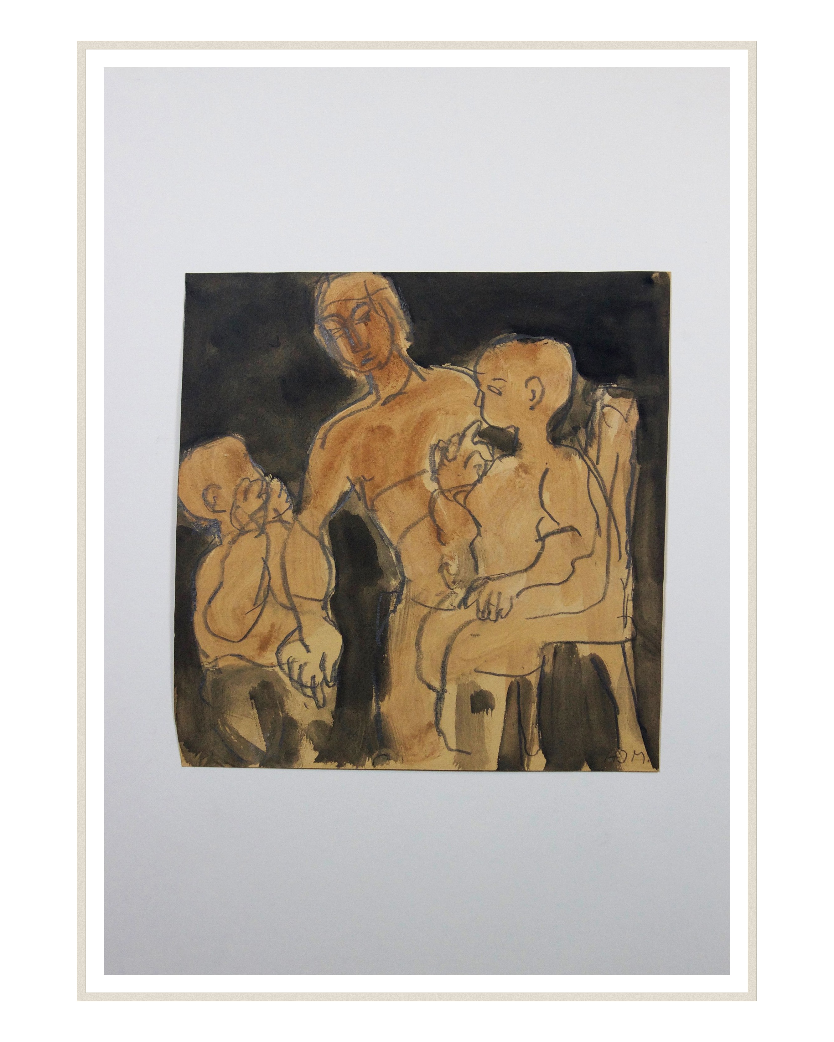 Frau mit zwei Kindern vor dunklem Grund – More views 1